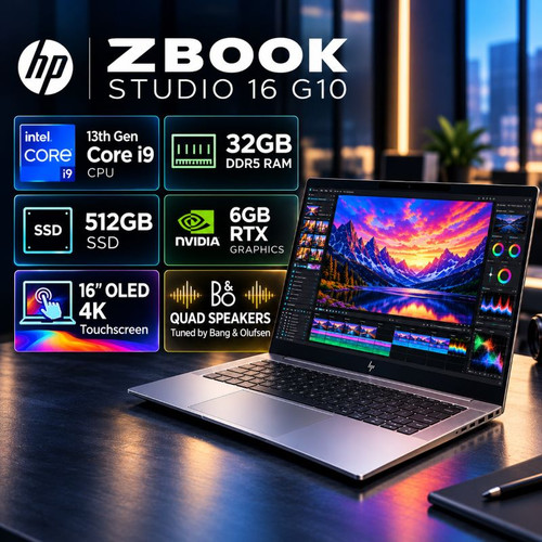 HP ZBook Studio 16 Intel Core i9-13900H 16" OLED 4K Touchscreen Workstation Laptop | Nvidia Graphics, 32GB DDR5 RAM