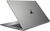 This is a silver laptop with an open lid at approximately a 45-degree angle. It features a touchpad on its right side,