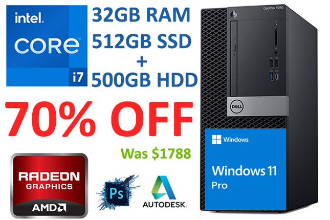Photoshop Monster Full Size PC Windows 11 i7 32GB Dual HDDs