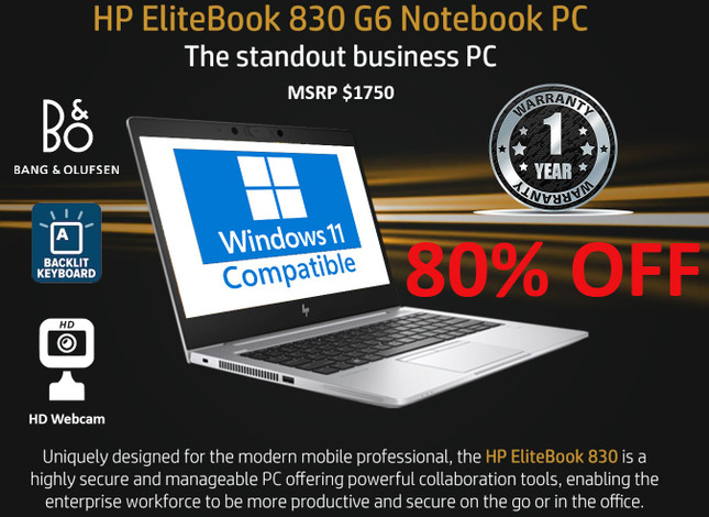 HP EliteBook 830 G6 i5 16GB 13-inch Premium Laptop Windows 11 Ready