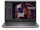 Refurbished Side view of a Dell Precision 7750 i9 laptop showing its front panel, USB ports, headphone jack, and screen displaying