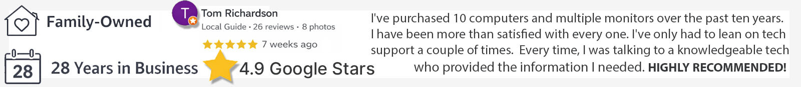 72% off, 4.9 google stars, one year warranty, fast free shipping