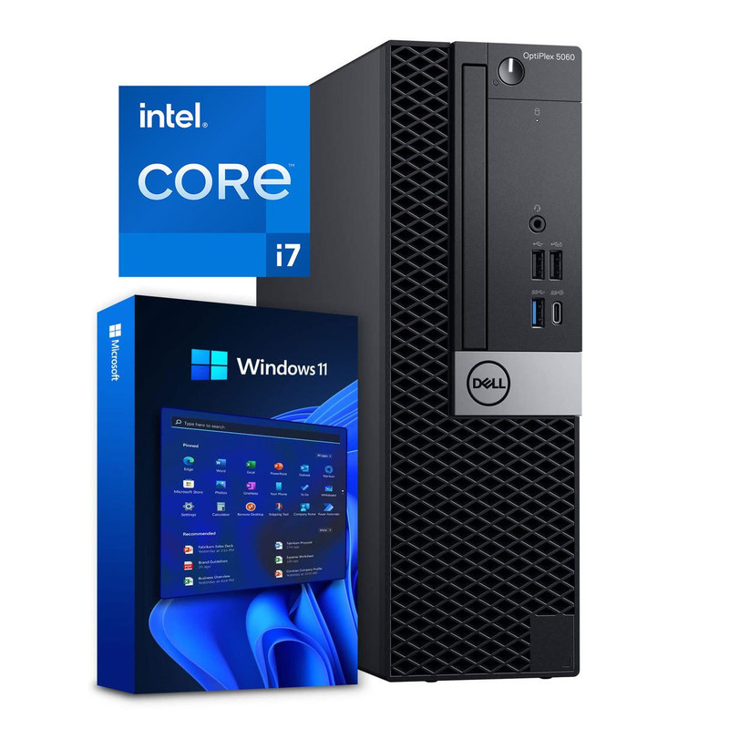 Dell Optiplex 5060 SFF Core i7 Windows 11 PC Dual Monitor Supports
