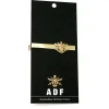  ADF Tie Bar On Card Australian Defence Force (ADF) 20mm cut out tie bar. Order now from the military specialists. Displayed on a presentation card with a brief history of the ADF. This beautiful gold plated tie bar looks