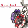  Silver-plated Red, White and Purple Poppy Charm