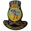 HMAS Warramunga Bullion badge Superb HMAS Warramunga Bullion Pocket Badge perfect for your Blazer, bag or where you want a stylish badge, order now from the military specialists. Approximate size 80x80mm. Securely fastens with 3 b