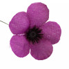 Purple Donation Fabric Poppy w/Wire Stem