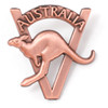 Pacific Victory V Penny badge Recreated from the original victory penny sweetheart badges. This badge remembers 1945 and Australia's role in defeating tyranny in the Asia-Pacific region. Between 1939 and 1945 almost one million Au
