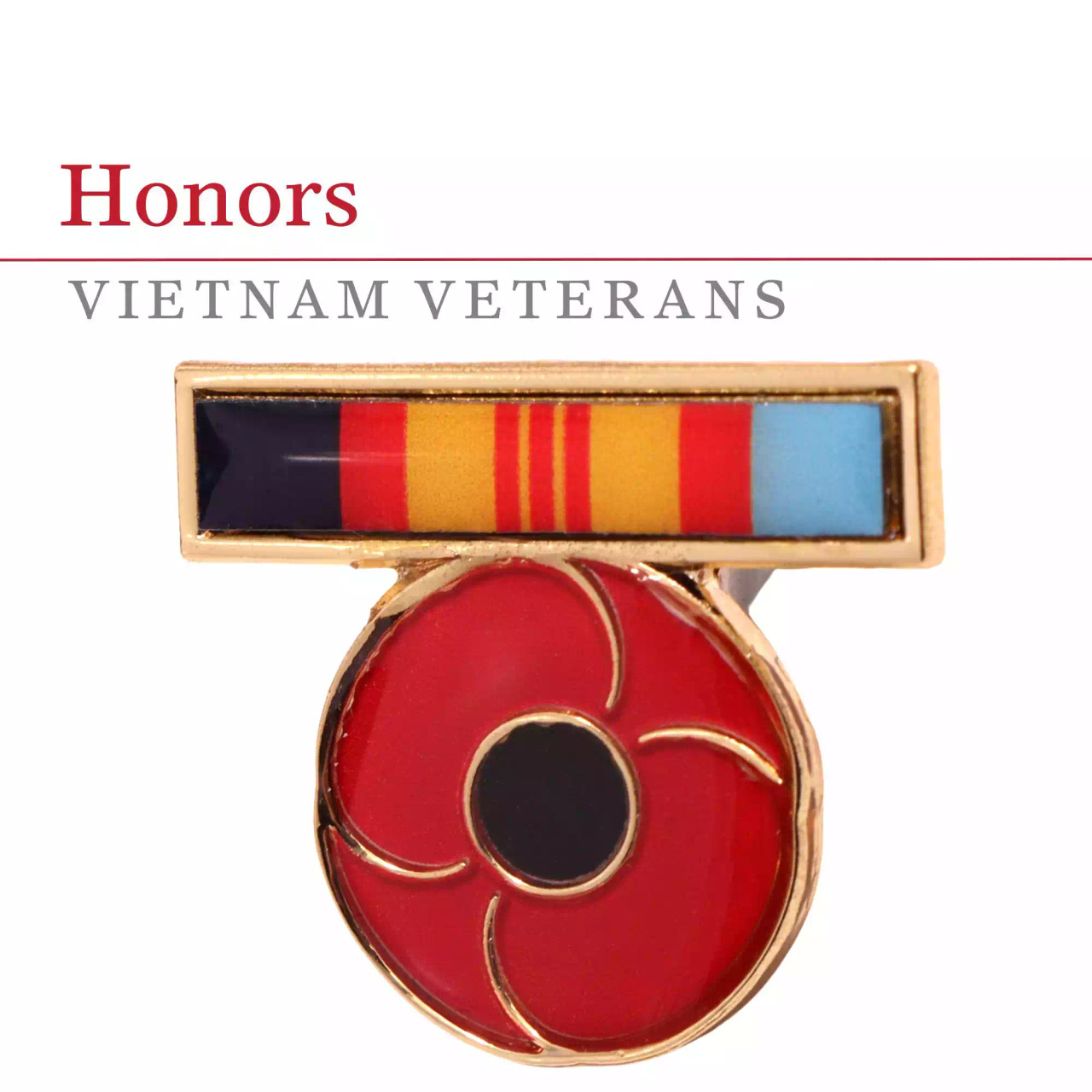 Vietnam Ribbon Poppy Lapel Pin - Military Shop