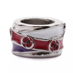  Tri-colour Ribbon and Poppy Silver-plated Spacer Charm