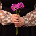  Set of Three Purple Long Stem Poppies