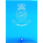  HMAS Coonawarra Nebula Blue Glass Award in Gift Box