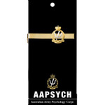  AAPSYCH Tie Bar On Card Australian Army Psychology Corps (AA PSYCH) 20mm full colour enamel tie bar. Order now from the military specialists. Displayed on a presentation card. This beautiful gold plated tie bar looks great o