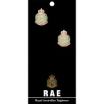 RAE Cuff Links On Card Royal Australian Engineers (RAE) 20mm full colour enamel cuff links. Order now from the military specialists. Displayed on a presentation card. These beautiful gold plated cuff links are the perfect a Image 0 