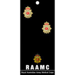  RAAMC Cuff Links On Card Royal Australian Army Medical Corps (RAAMC) 20mm full colour enamel cuff links. Order now from the military specialists. Displayed on a presentation card. These beautiful gold plated cuff links are th