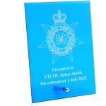  Royal Australian Corps of Transport (RACT) Nebula Blue Glass Award in Gift Box