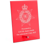  Royal Australian Corps of Transport (RACT) Nebula Red Glass Award in Gift Box