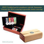  Red-Stained Tasmanian Blackwood Two-Tiered Medal Display Box With Air Force Badge