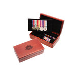  Red-Stained Tasmanian Blackwood Two-Tiered Medal Display Box With Army Rising Sun
