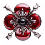  Precious Poppy, Black Obsidian, Limited Edition Brooch