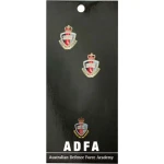 ADFA Cuff Links On Card Australian Defence Force Academy (ADFA) 20mm full colour enamel cuff links. Order now from the military specialists. Displayed on a presentation card. These beautiful gold plated cuff links are the pe Image 1 