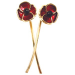 Gallipoli Centenary Poppy Stem Earrings Gallipoli Centenary Poppy Stem Earrings order now from the military specialists. Stylish and modern. The light reflects off the gold plate through the glossy translucent red fill in the poppies, givin Image 1 