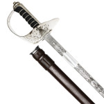  Windlass Infantry Sword with Leather Scabbard - Stainless Steel (Queens Cypher)