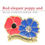  Cornflower and Poppy Lapel Pin - The Battle of Fromelles