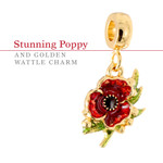  Gold-plated Red Poppy and Golden Wattle Remember Charm
