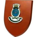 HMAS Anzac Shield Plaque An Exceptional HMAS Anzac Plaque order now. This beautiful plaque features a 100mm full colour enamel crest set on a 200x160mm timber finish shield. Presented in a stylish silver gift box with form cu Image 0 
