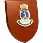 HMAS Melbourne Shield Plaque An Exceptional HMAS Melbourne Plaque order now. This beautiful plaque features a 100mm full colour enamel crest set on a 200x160mm timber finish shield. Presented in a stylish silver gift box with for Image 1 