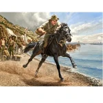 Despatch Rider Gallipoli Canvas Print 50 x 69.7 This despatch rider has just urged his mount into a gallop, as he leaves the shoreline activity and relative safety of Anzac Cove, to brave a hail of bullets over the six mile gallop to Suvla Bay. His Image 0 