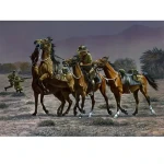 The Horse Holder Canvas Print 50 x 70.7 This painting shows a Horse Holder moving off with the section horses, after the other three troopers have left their horses in his care to go into action, or as they called it "go off on a stunt". Tw Image 0 