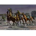  The Horse Holder Canvas Print 60 x 84.7 This painting shows a Horse Holder moving off with the section horses, after the other three troopers have left their horses in his care to go into action, or as they called it "go off on a stunt". Tw