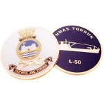 HMAS Tobruk Medallion The HMAS Tobruk medallion. Order now from the military specialists. This spectacular 48mm full-colour enamel medallion with the ships crest on the front and ships profile on the reverse, will start co Image 0 