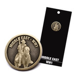  WW1 - Middle East Badge On Card The Middle East campaign began in 1916 with Australian troops participating in the defence of the Suez Canal and the allied reconquest of the Sinai Peninsula. In the following year, Australian and oth