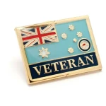 Air Force Veteran Flag Badge Honour service with this beautiful Air Force Veteran Flag Badge. A beautiful lapel pin for veterans, this gold-plated lapel pin with full-colour enamel features the Air Force Ensign and the word 'Vete Image 0 