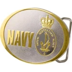 Navy Belt Buckle Sturdy Navy Belt Buckle with a detailed 3D design crest. Buy now from the military specialists. Approximate size 70x50mm. Image 1 