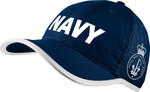  Navy Sports Cap Navy/White Navy branded peak cap with White trim and subdued Navy logo.One-size-fits-all with hook-and-loop fastener at rear.