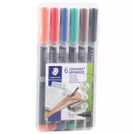  Staedtler Lumocolor Permanent Super Fine 0.4mm Pack of 6