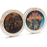  Australia & New Zealand Gallipoli Landing Medallion A striking medallion featuring stunning artwork to create a beautiful commemorative piece. Featuring a snapshot of the masterpiece 'The Spirit - Gallipoli Landing 1915' by renowned military artist Dav