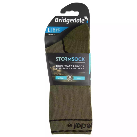 Bridgedale Storm Sock Midweight 100% Waterproof-Khaki