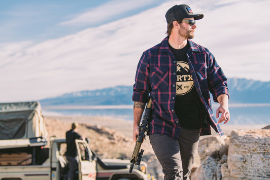 Vertx-Canyon River Flannel Ls Shirt-Midnight Clay Plaid Whether you're wearing the Canyon River Flannel for concealed carry, range days or logrolling you can depend on it for all-day comfort and maximum durability. Now grab your axe! Those trees won't chop