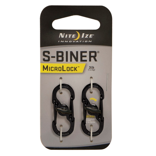 S-Biner MicroLock S/S - 2 Pack - Black MicroLock Steel S-Biner - 2 Pack Black