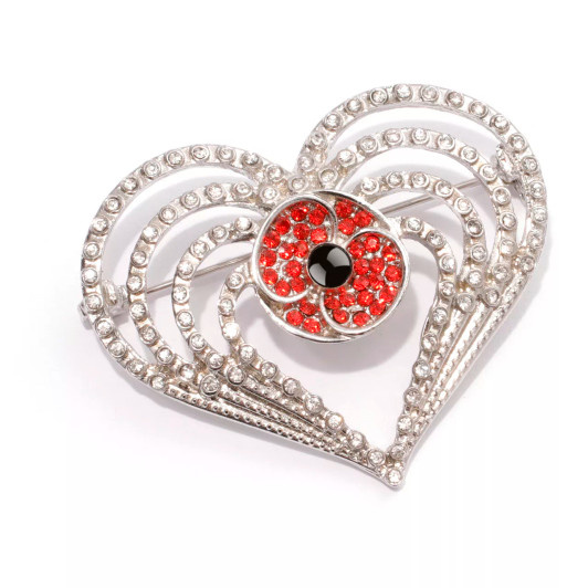 Reflections Heart Poppy Mpressions Diamante Brooch Honour and remember with this sensational Heart Diamante Brooch from our Poppy Mpressions Collection.  This spectacular accessory is the perfect way to complete any outfit. This beautiful brooch bring