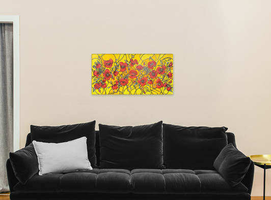 Poppy Mpressions Brothers In Arms Ltd Edition Canvas Print 900 x 450 Brothers In Arms is a stunning artwork from Canberra artist Adriana Seserko. Australian eucalyptus leaves and New Zealand silver ferns fronds are entwined amongst the spray of Flanders poppies, evokin