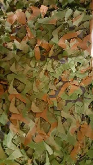 TAS-Woodland Camo Netting-3mx6m Camouflage netting in woodland cam Strong lightweight material 3D leaf cut for a natural look Net backed for added strength and wear Reinforced edges and tie points 3x6metres at approx. 4.3kg