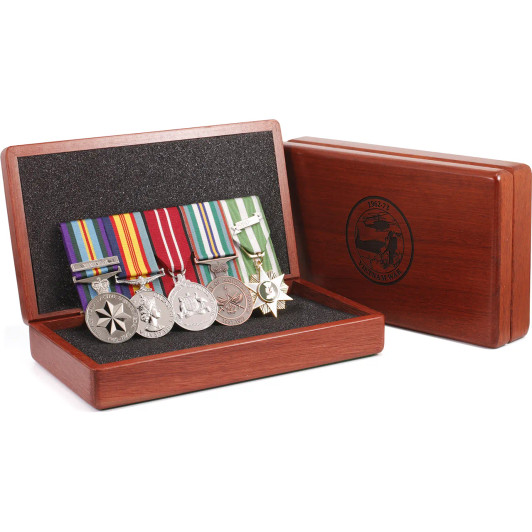 Full Size Court Mounted Vietnam Group 5 ANSM & Vietnam Jarrah Medal Case