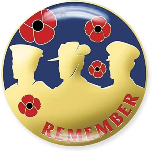 Remember Poppy Badge On Card The beautiful Remember Poppy Badge On Card from the military specialists. This 20mm gold plated and colour enamelled metal lapel pin has been designed to commemorate the service of navy; army and air