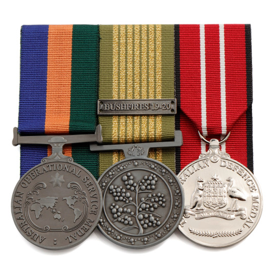 AOSM Border Protection + National Emergency Medal (Bushfires) + ADM Replica Group